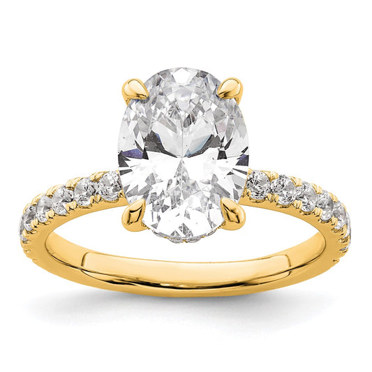 Oval lab-grown diamond solitaire engagement ring in 14K yellow gold