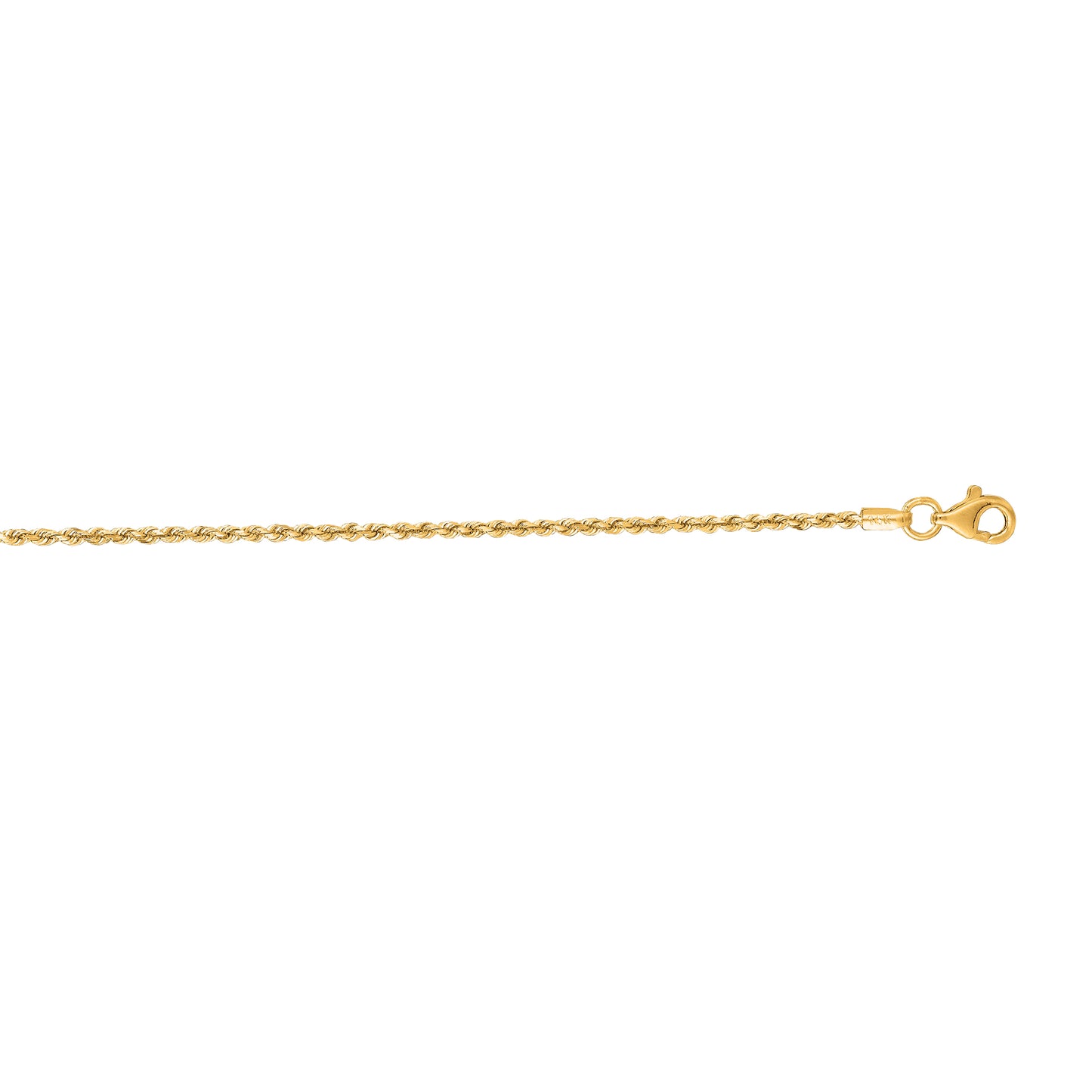 10K Gold 1.6mm Solid Diamond Cut Royal Rope Chain