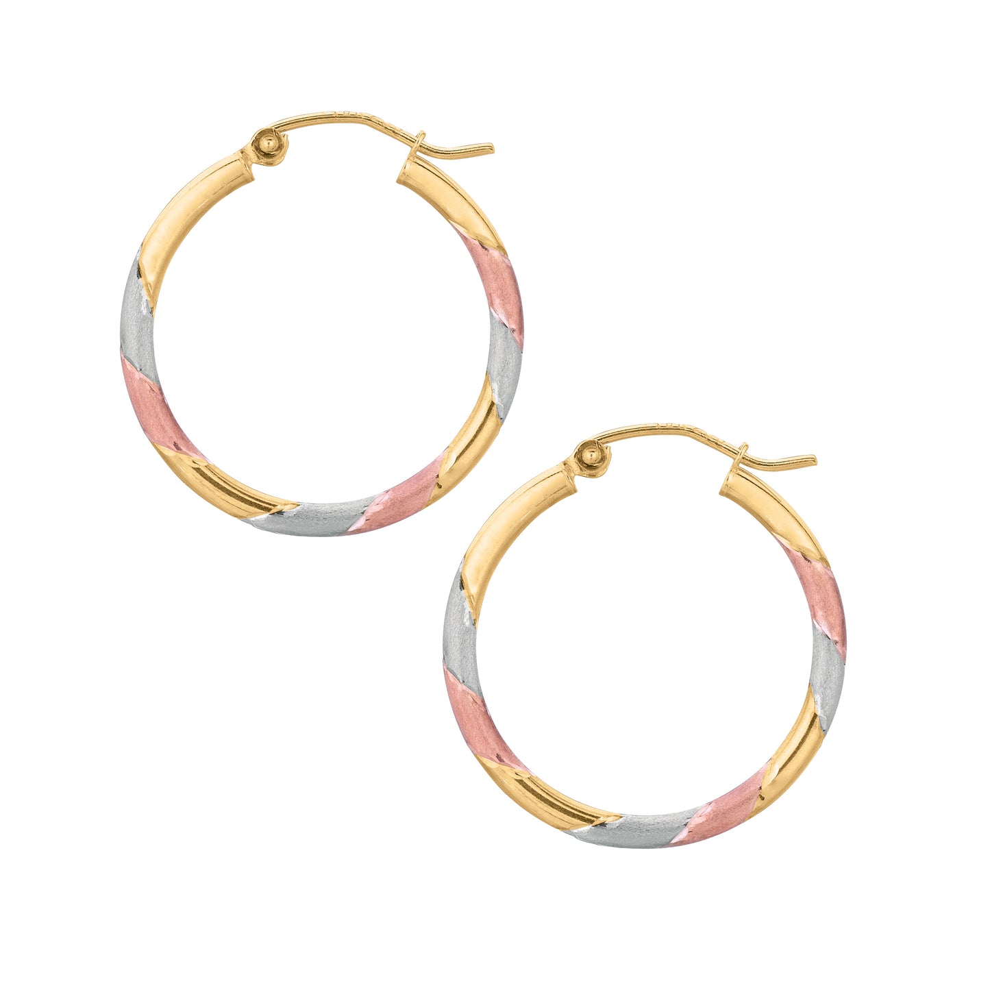 10K Polished & Matte Finish Hoop Earring