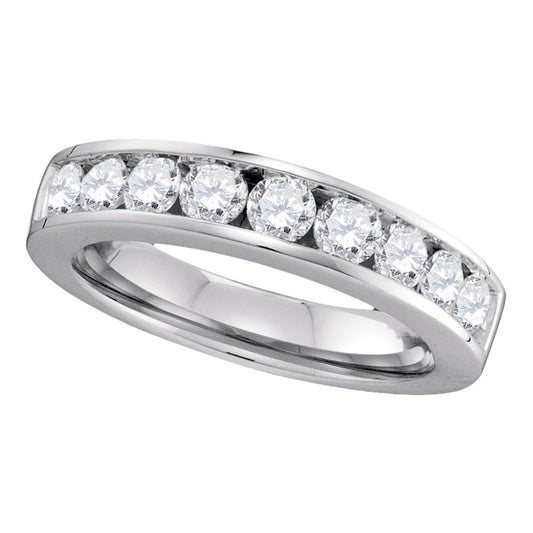 14kt White Gold Womens Round Channel-set Diamond Single Row Wedding Band 1.00 Cttw