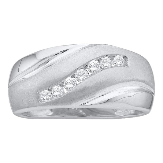 10kt White Gold Mens Round Channel-set Diamond Wedding Anniversary Band Ring 1/4 Cttw