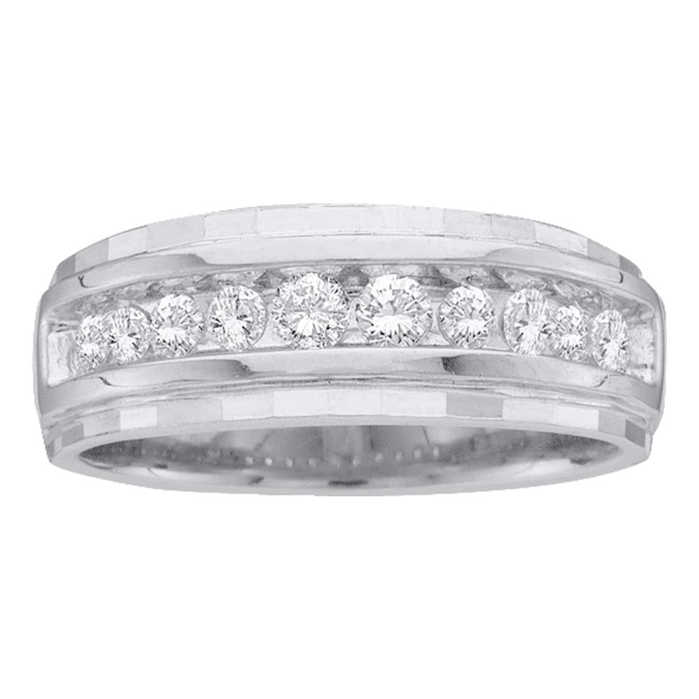 10kt White Gold Mens Round Channel-set Diamond Wedding Band Ring 1/2 Cttw