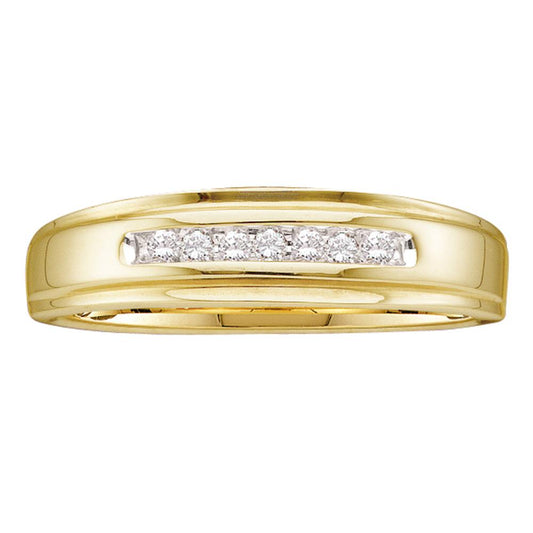 14kt Yellow Gold Mens Round Diamond Channel-set Wedding Anniversary Band Ring 1/12 Cttw