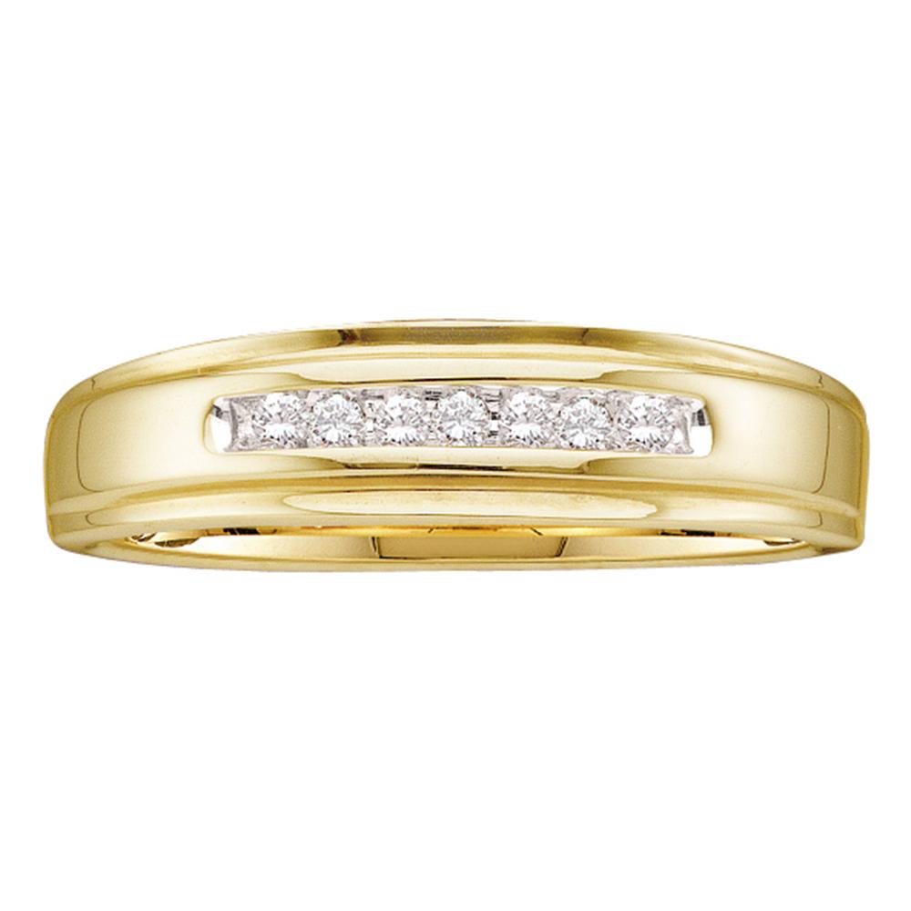 14kt Yellow Gold Mens Round Diamond Channel-set Wedding Anniversary Band Ring 1/12 Cttw