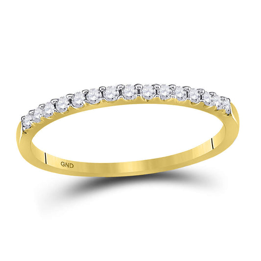14kt Yellow Gold Womens Round Diamond Slender Stackable Wedding Band 1/6 Cttw