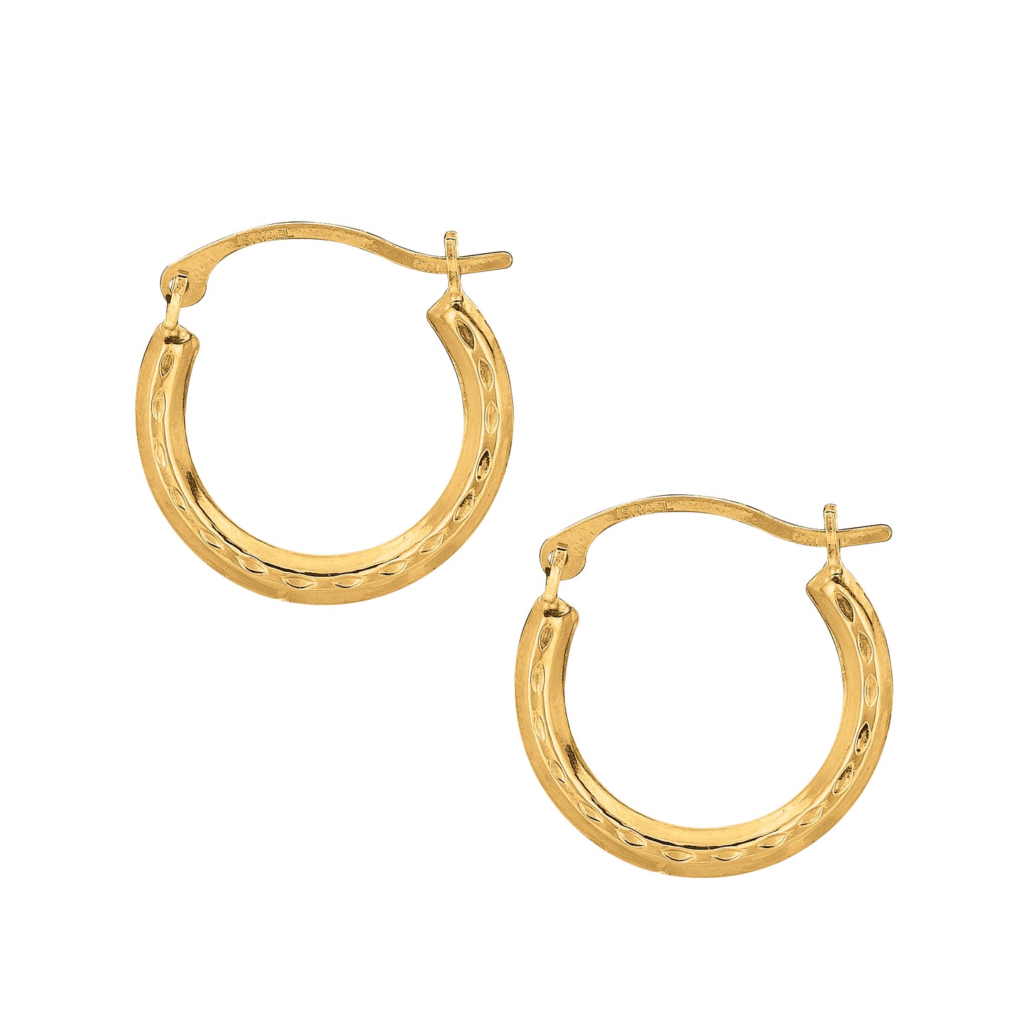 10K Gold Mini Diamond Cut Hoop Earring