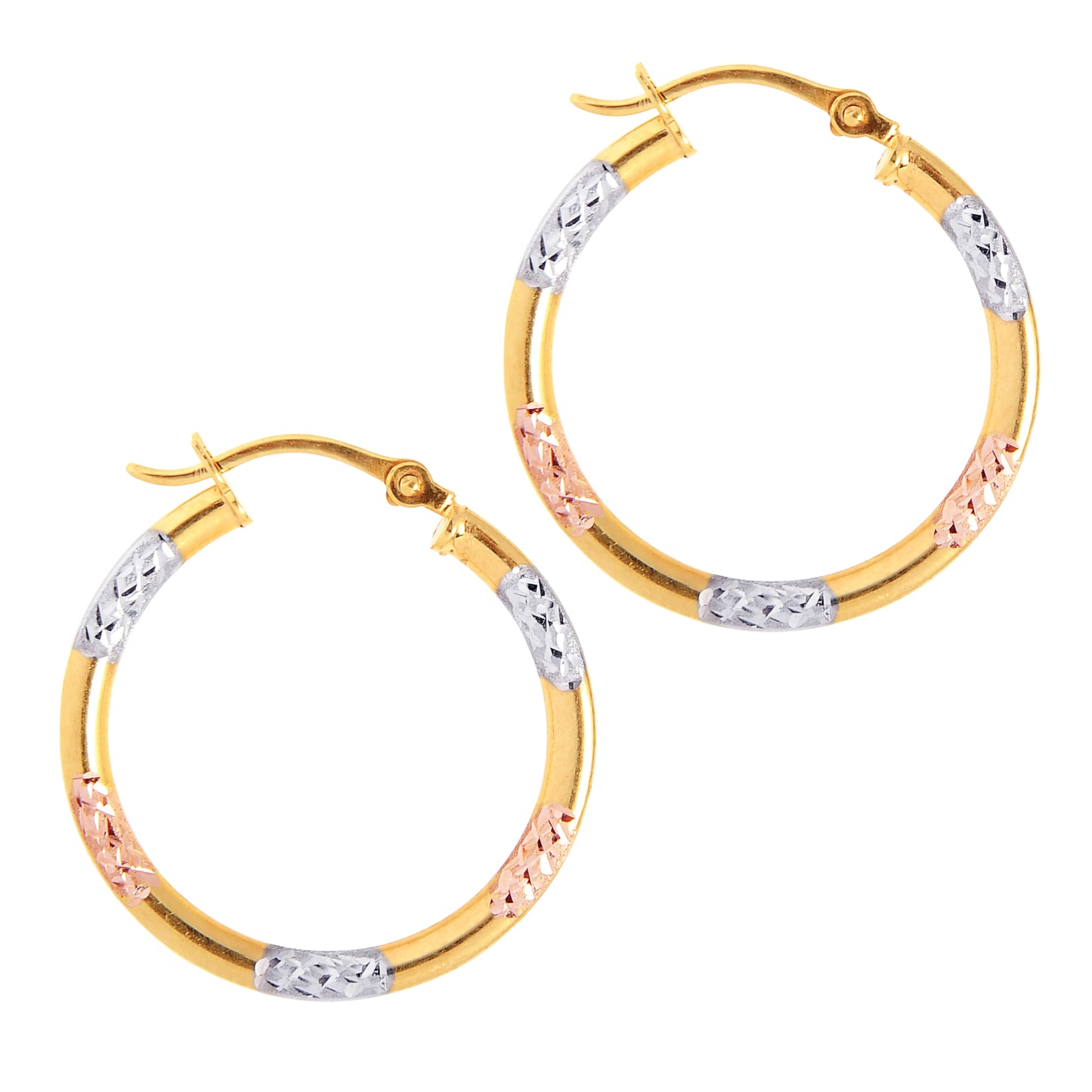 10K Gold Diamond Cut Hoop Earring