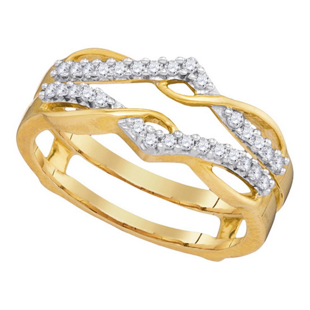 10kt Yellow Gold Womens Round Diamond Wrap Ring Guard Enhancer Wedding Band 1/4 Cttw