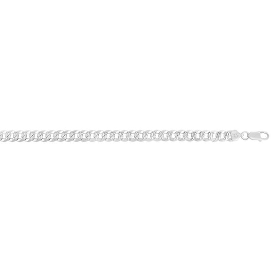 Silver 7.3mm White Pave Curb Chain
