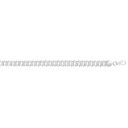 Silver 8.4mm White Pave Curb Chain