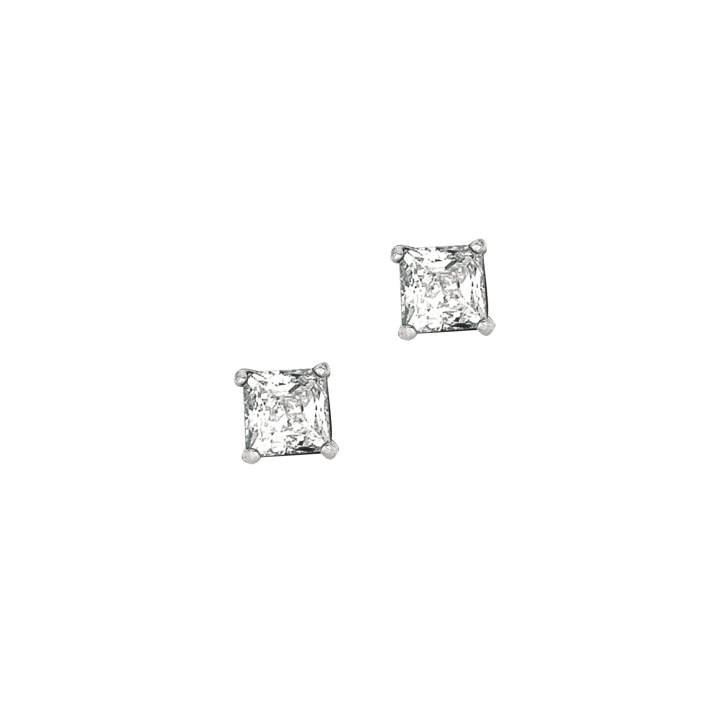 Silver 5MM Princess CZ Earring