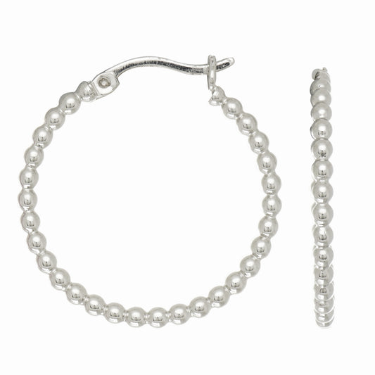 Silver Small Bead Hoop Earring