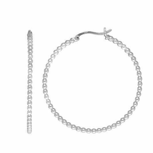 Silver Large Bead Hoop Earring