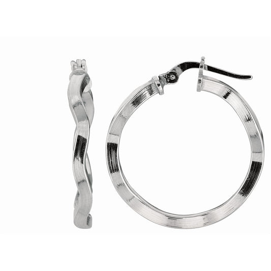 Silver Wavy Medium Hoop Earring