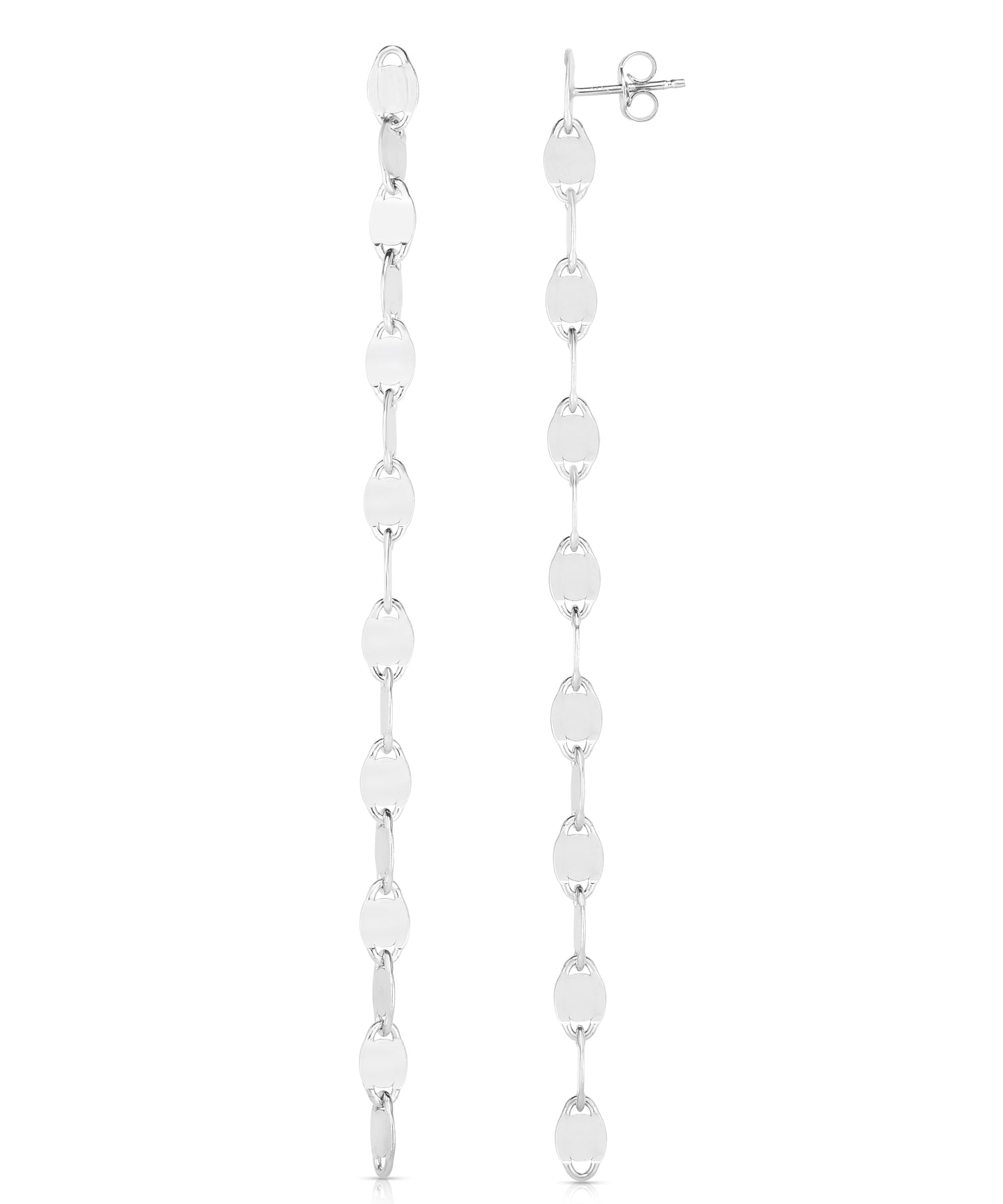 Silver Marina Link Single Strand Shoulder Duster Earring