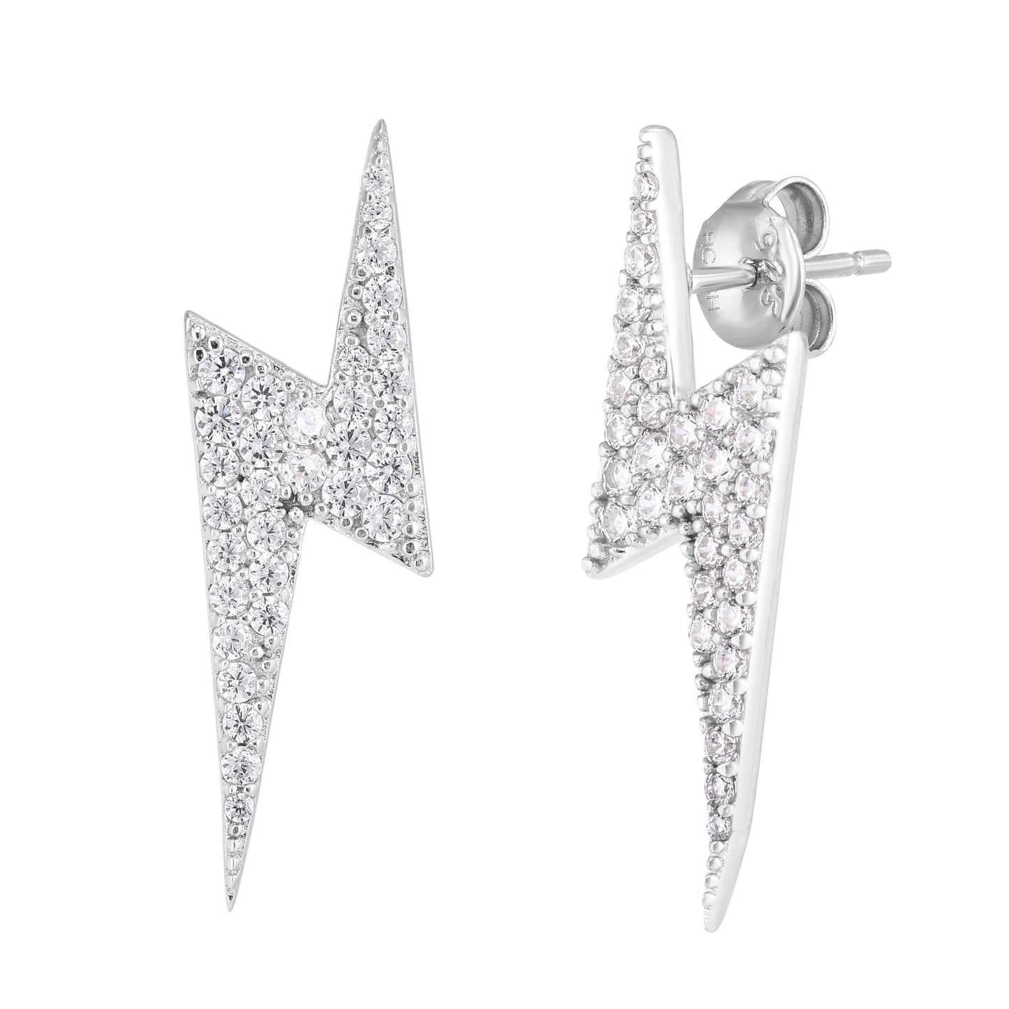 Silver CZ Bolt Studs