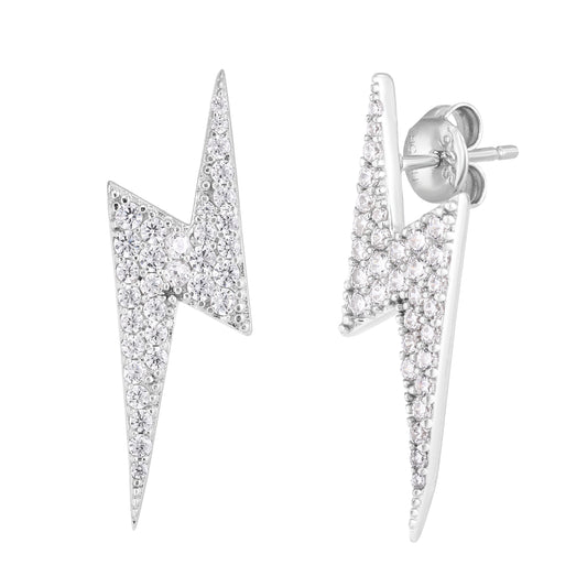 Silver CZ Bolt Studs