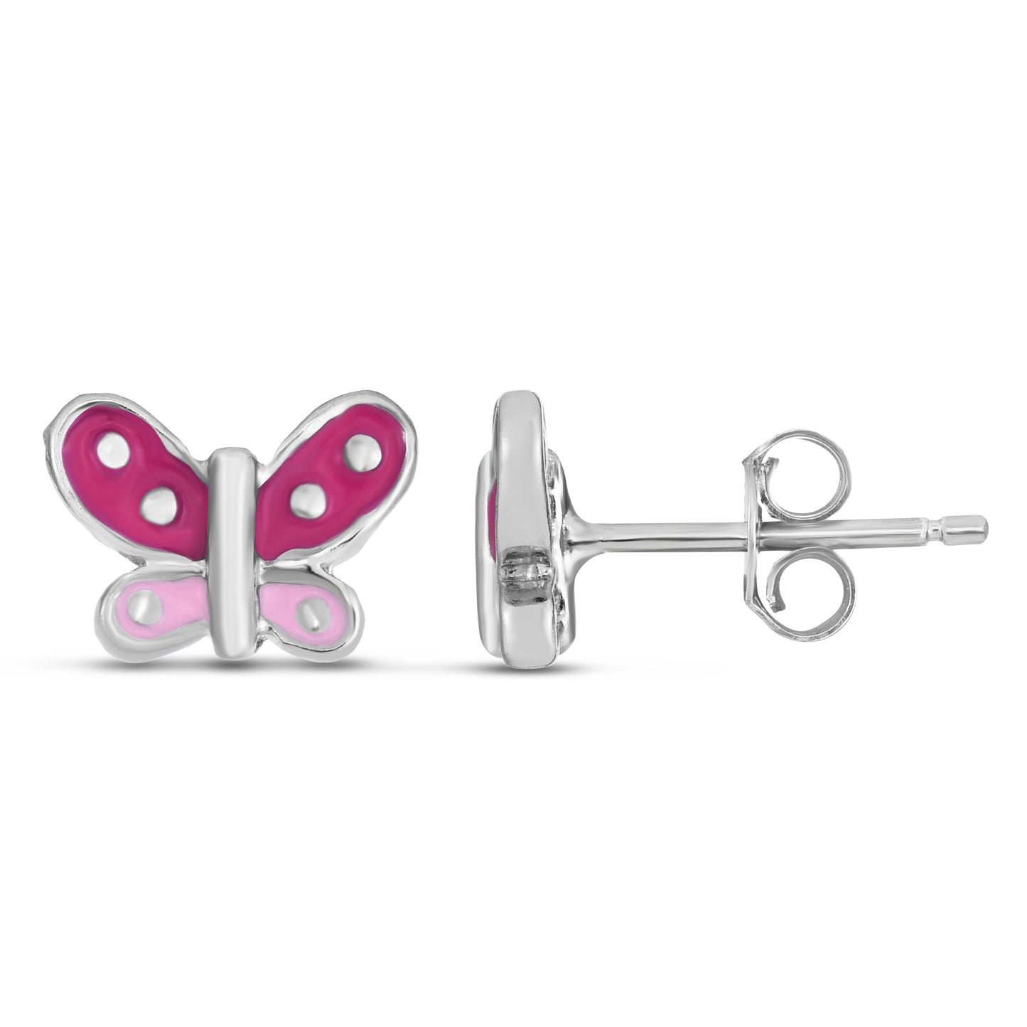 Silver Enamel Butterfly Studs