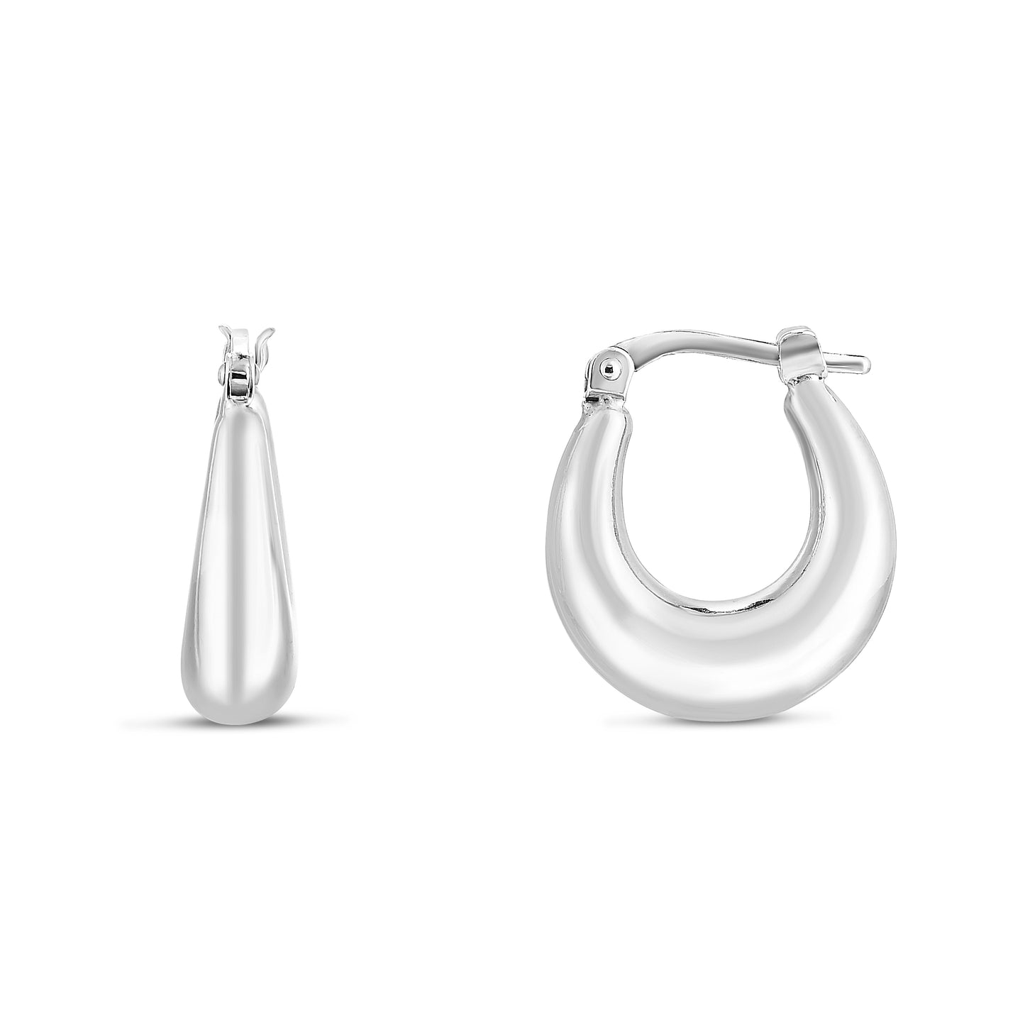 Silver Puffed Graduated Hoops