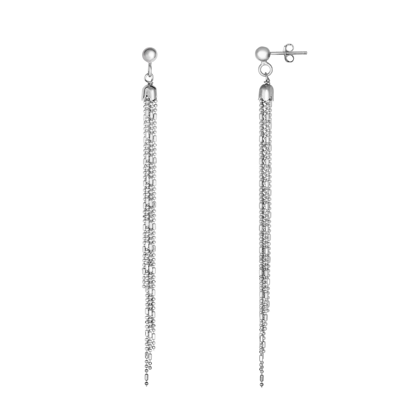 Silver Bead & Bar Chain Earring