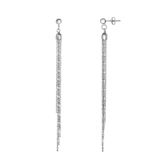 Silver Bead & Bar Chain Earring