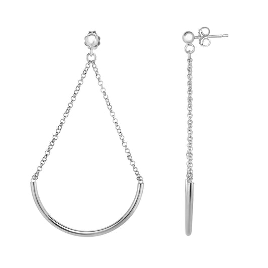 Silver Chain & Crescent Earring