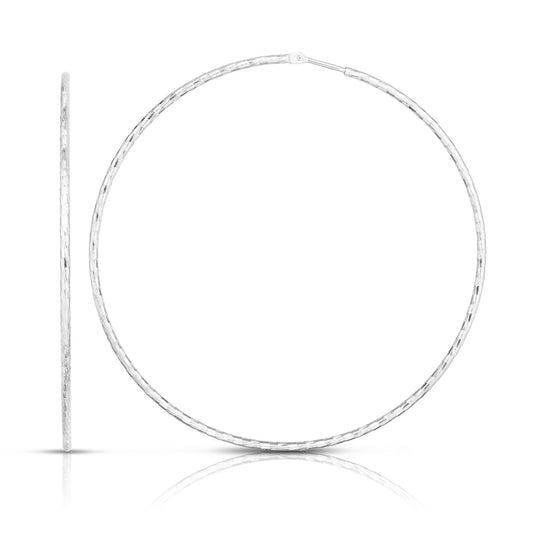 Silver 60mm Diamond Cut Endless Hoop Earring