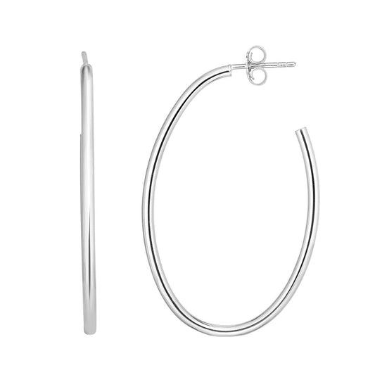 Silver Oval C Hoop Earring