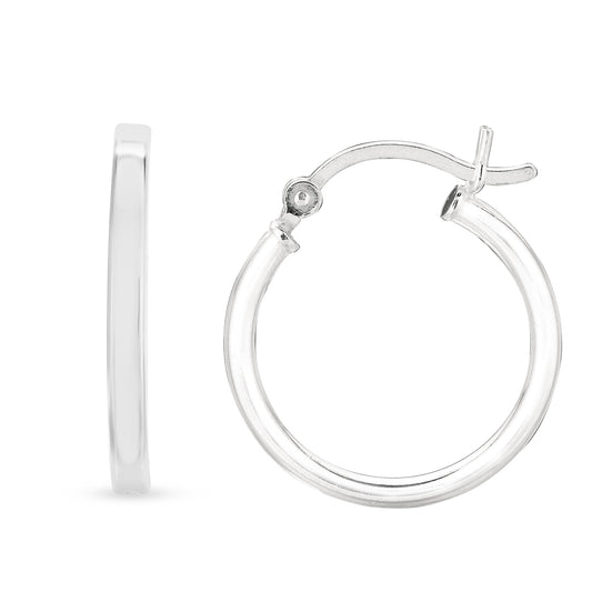 Silver 2x15mm Hoop Earring