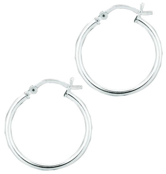 Silver 2x20mm Hoop Earring