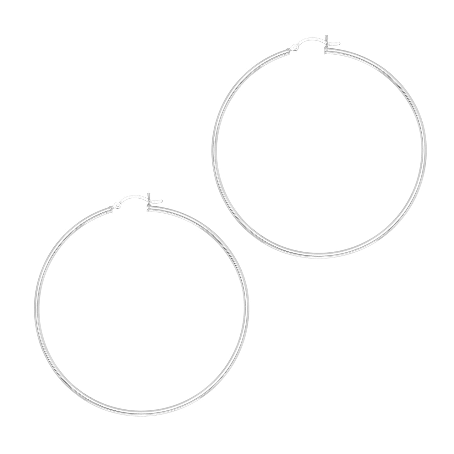 Silver 2x60mm Hoop Earring