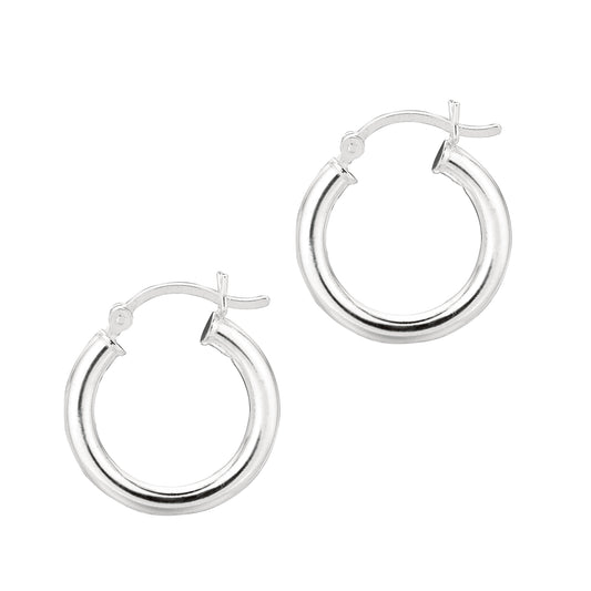 Silver 3x15mm Hoop Earring