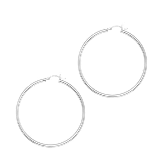 Silver 3x50mm Hoop Earring