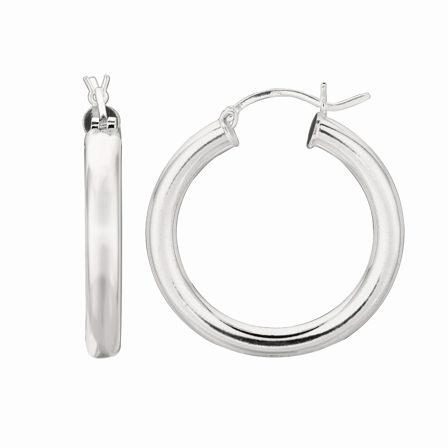 Silver 4x25mm Hoop Earring