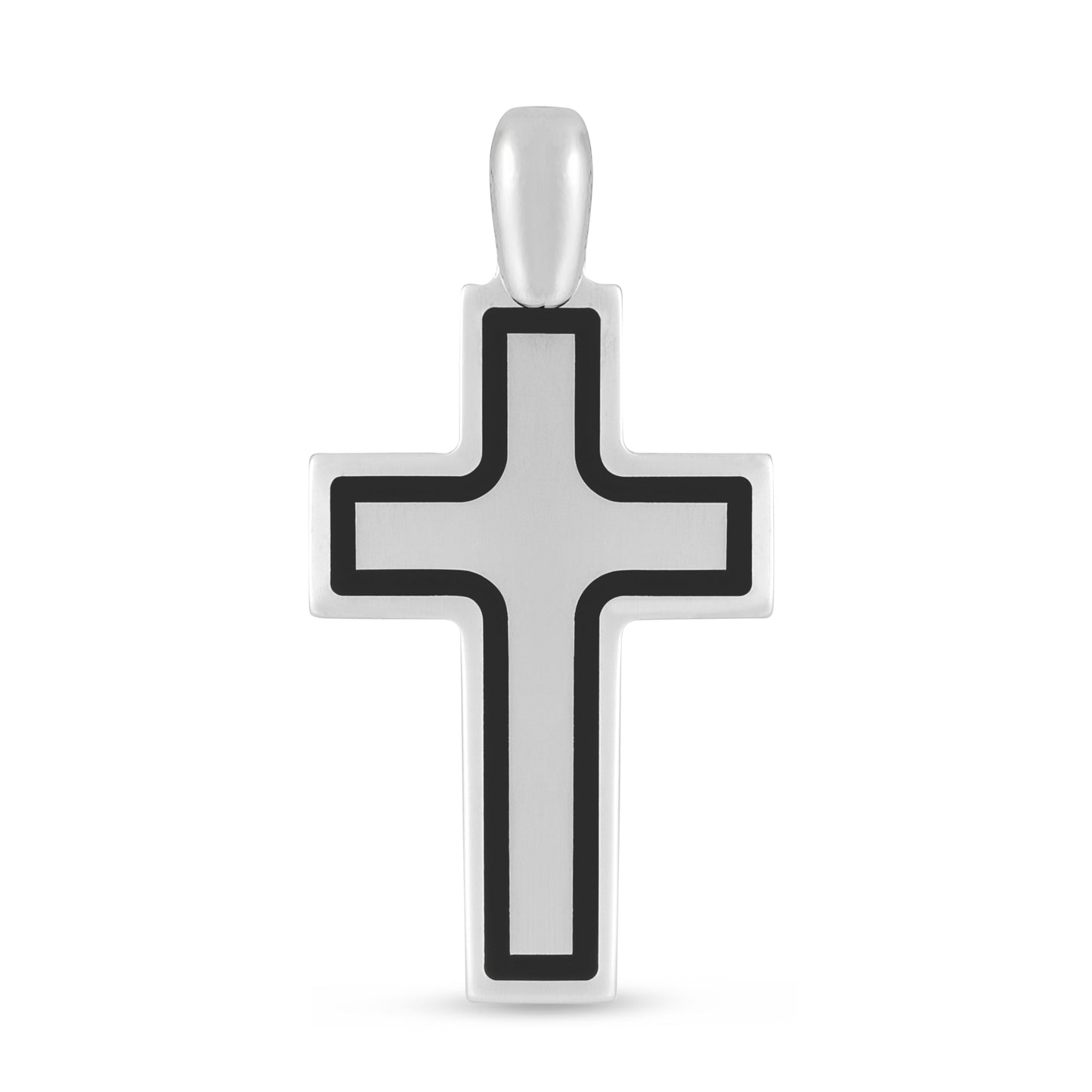 Silver Black Frame Cross Pendant