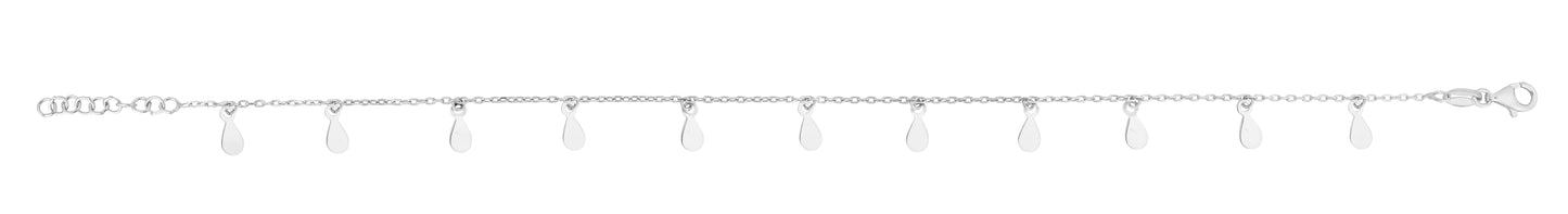 Silver Polished Dangle Disc Anklet