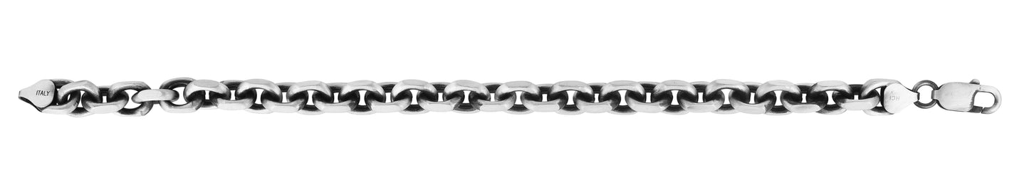 Silver 7.7mm Men's Gunmetal Anchor Chain Bracelet