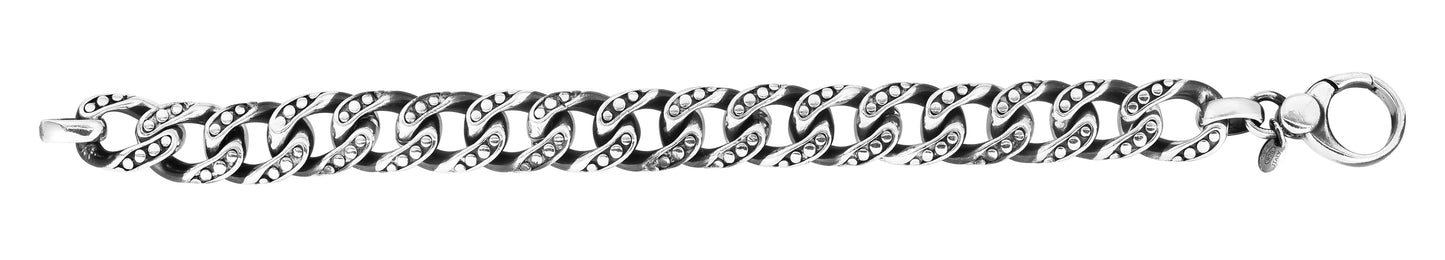 Silver 13.5mm Men's Gunmetal Open Miami Cuban Dot Bracelet