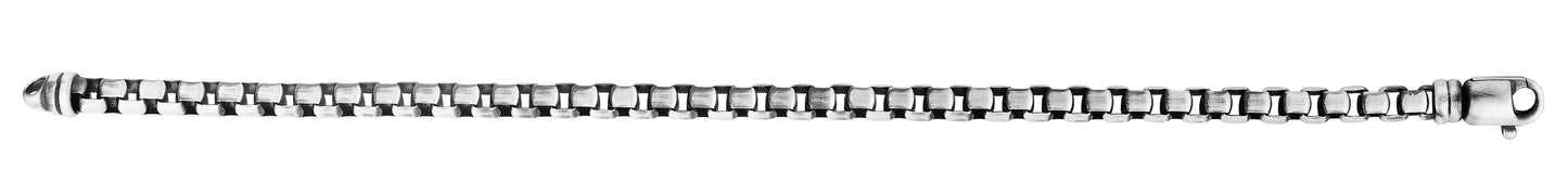 Silver 5mm Men's Gunmetal Round Box Bracelet