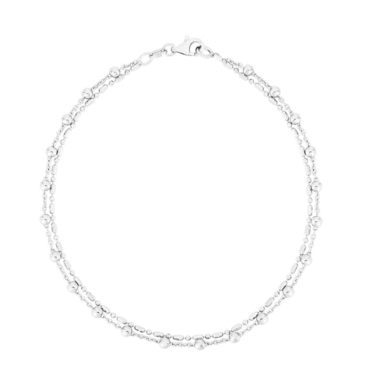 Silver Bead Double Strand Anklet