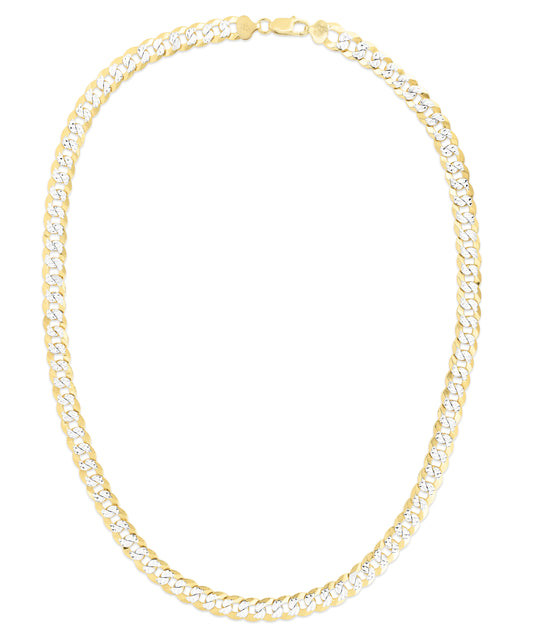 Silver Plated 9.2mm White Pave Comfort Pave Curb Chain