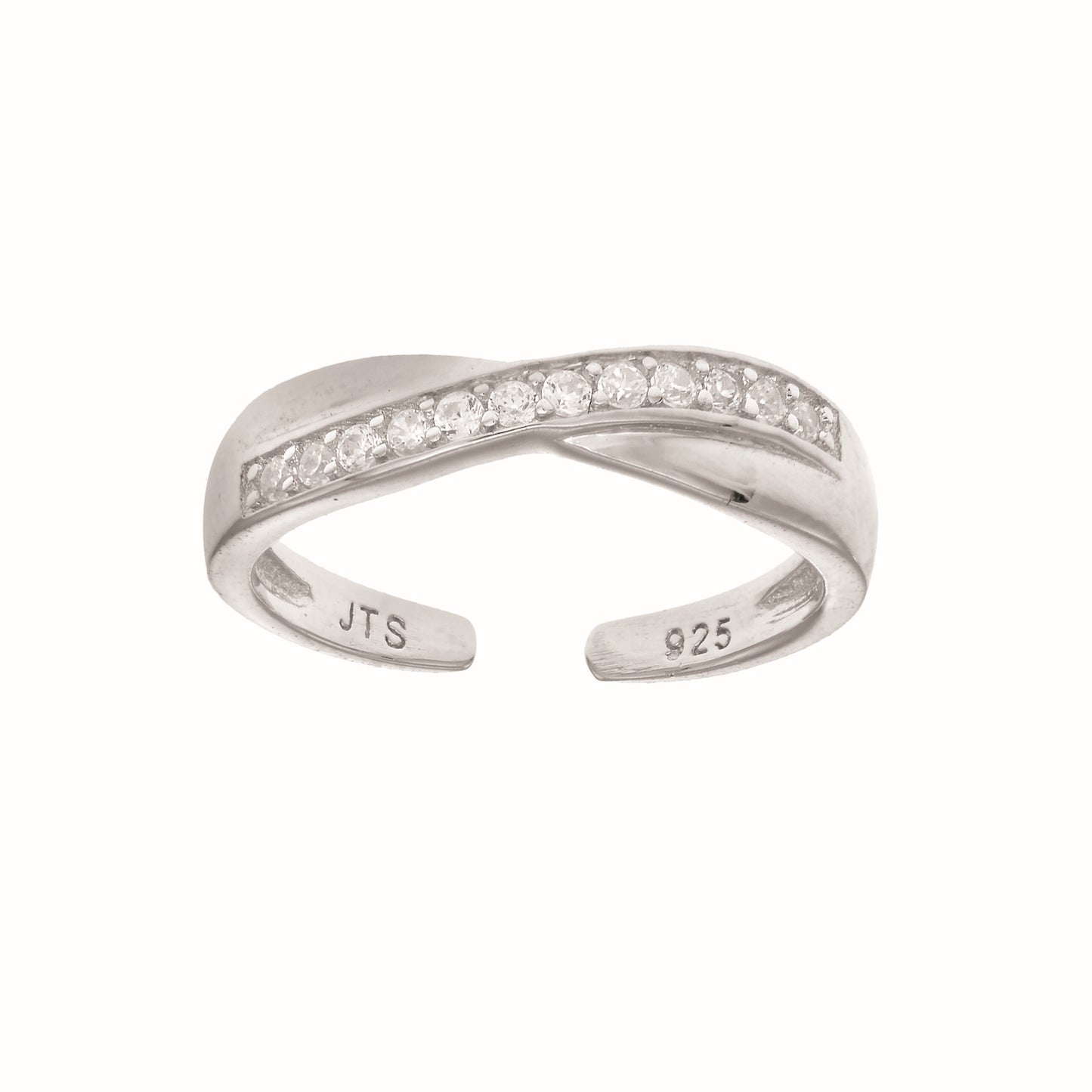 Silver CZ Crisscross Toe Ring