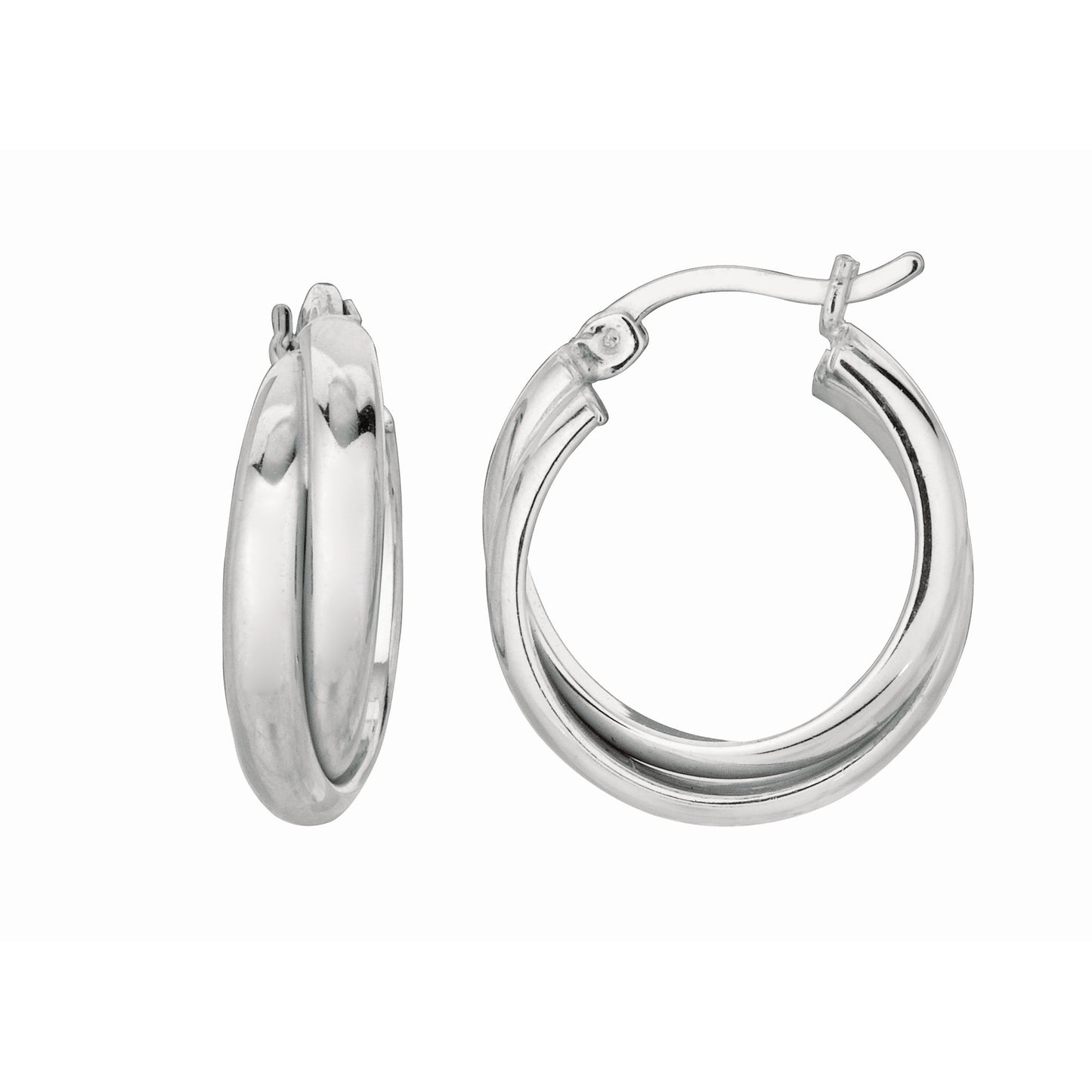 Silver Small Double Twist Hoop Earring