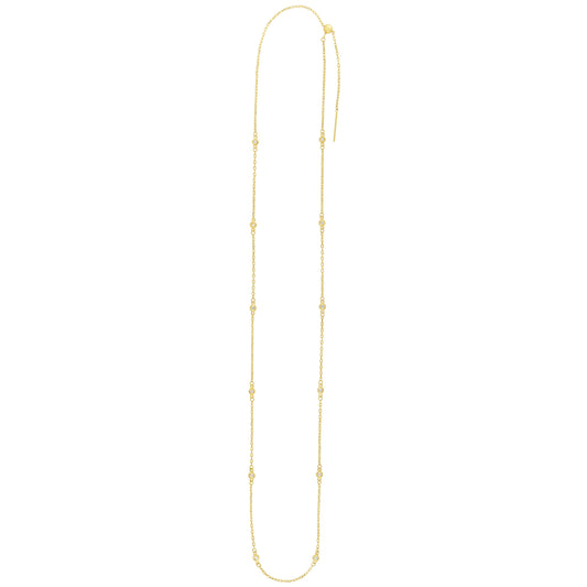 14K Gold 3mm Endless Adjustable .24ct Diamond Cable Chain