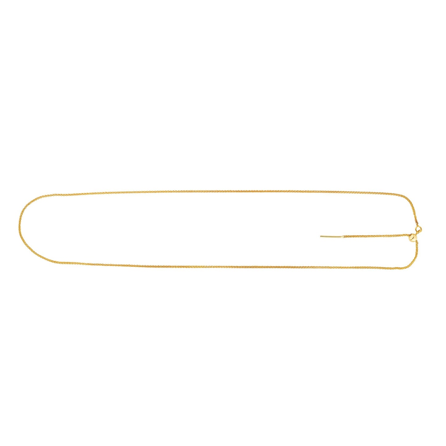 14K Gold 1.1mm Endless Adjustable Round Wheat Chain