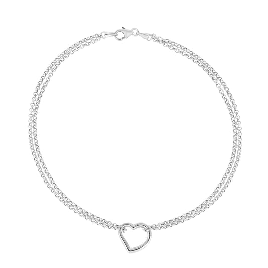 14K Gold Open Heart Anklet