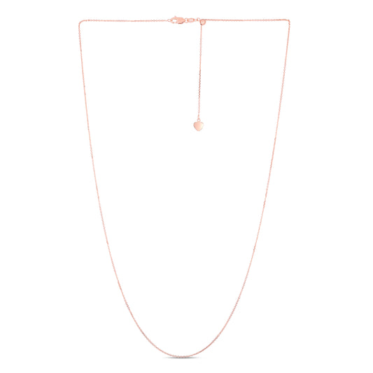 14K Gold 1.1mm Adjustable Diamond Cut Cable Chain