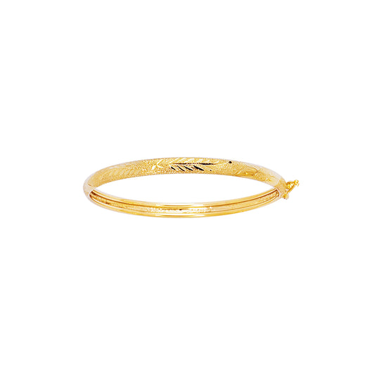 14K Yellow Gold Filagree Pattern with Florentine Finish Children's Bangle