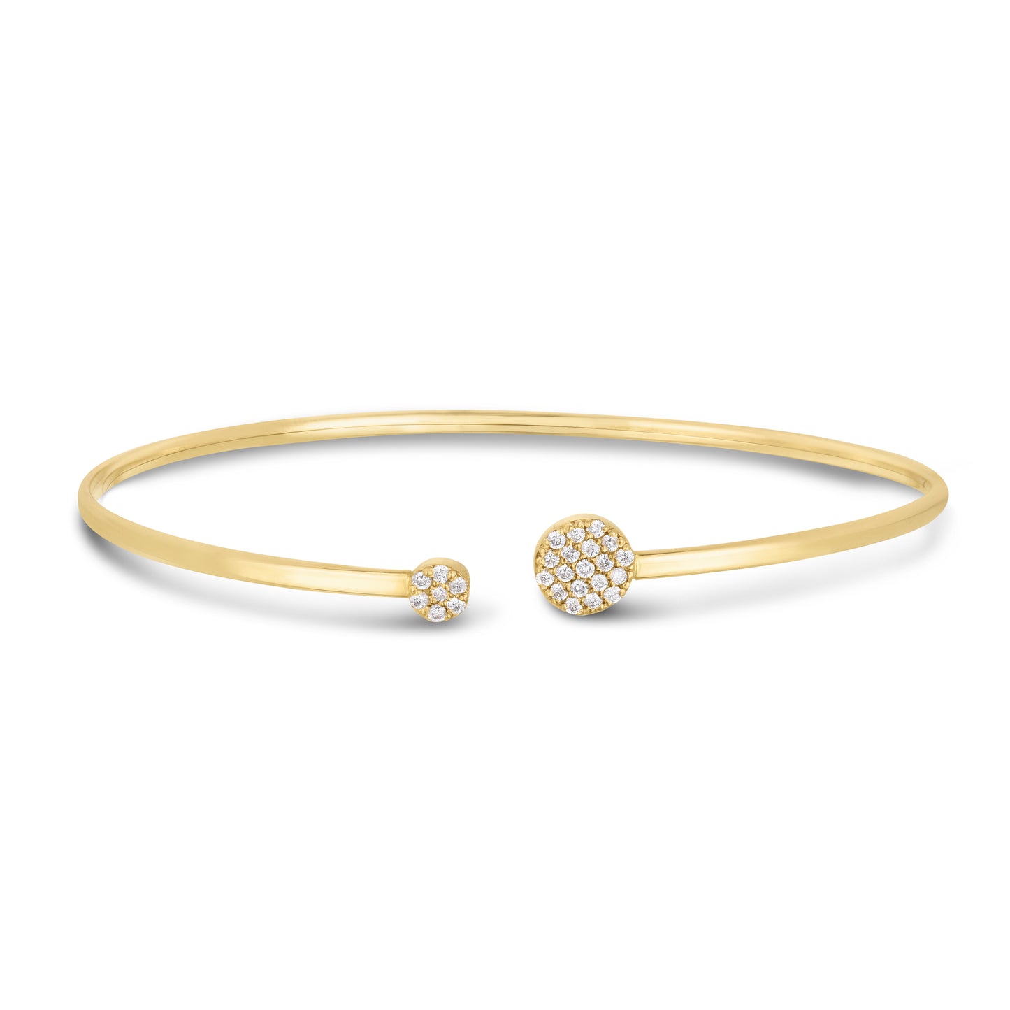 14K Gold Asymetrical Diamond Cluster Cuff Bangle