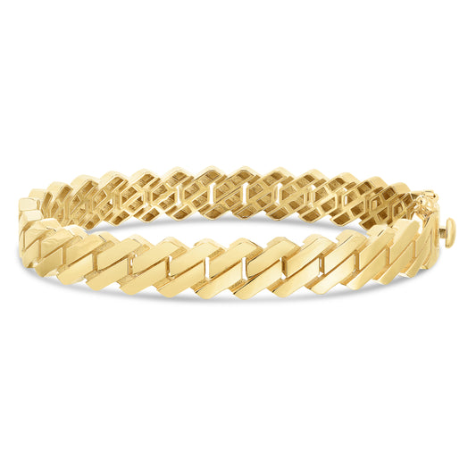 14K Straight Edge Cuban Bangle